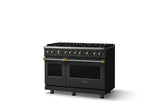 48"W. Sealed Burner Gas Range (Burner: 8b, Finish: Antique Bronze, Trim: Brushed Brass, Fuel: Propane)