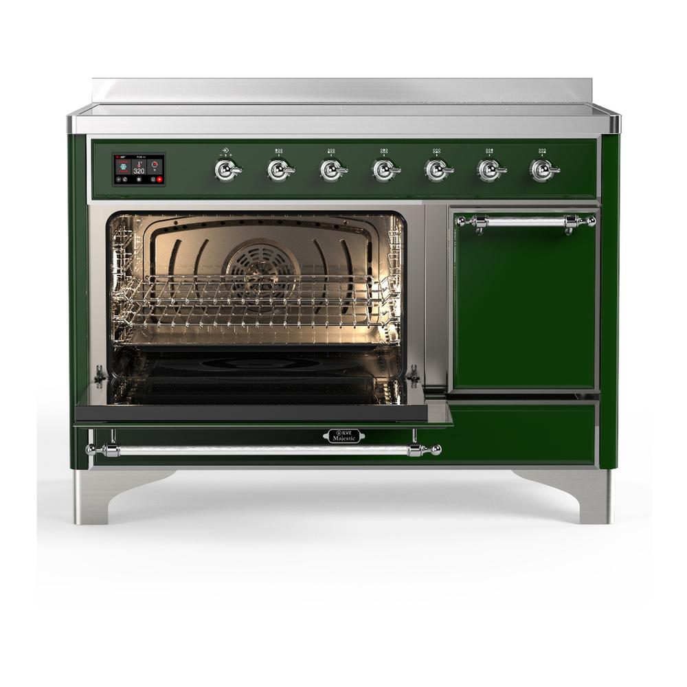 ILVE UMIB48QNR3EGC Majestic III 48 inch Induction Range with 6 Elements, 5.02 cu. ft. Total Oven Capacity (Solid Door, Emerald Green, Chrome)