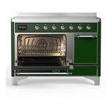 ILVE UMIB48QNR3EGC Majestic III 48 inch Induction Range with 6 Elements, 5.02 cu. ft. Total Oven Capacity (Solid Door, Emerald Green, Chrome)