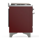 ILVE UM36FNR3BUC Majestic III 36 inch Dual Fuel Range with 6 Black Brass Burners and Griddle, Dual Function Burner up to 25,000 BTU (Triple Glass Door, Burgundy, Chrome, Natural Gas)