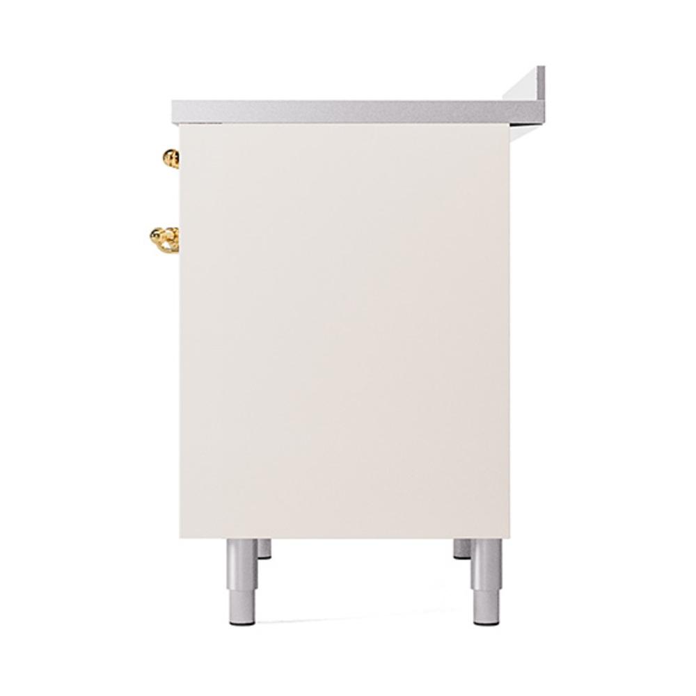 ILVE UNDI406QNMPAWG Nostalgie II Noblesse 40 inch Induction Range (Solid Door, Antique White, Brass)
