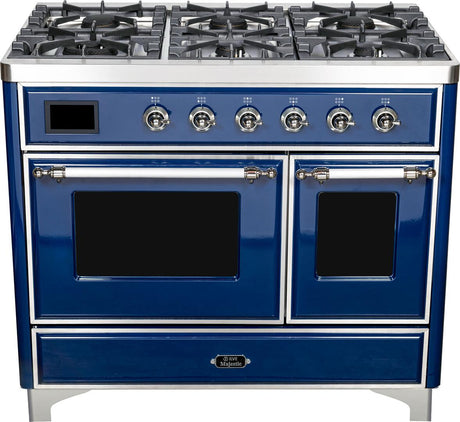 Majestic II 40 Inch Dual Fuel Liquid Propane Freestanding Range in Blue with Chrome Trim