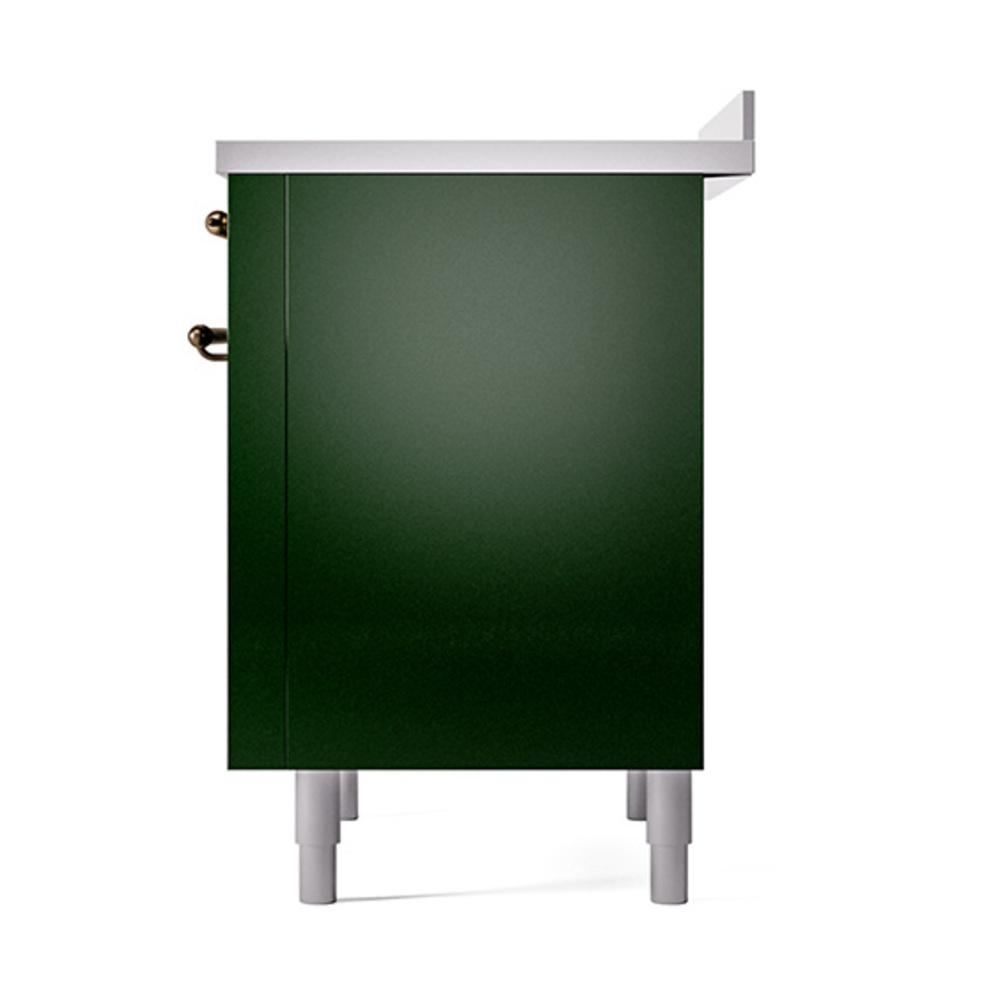 ILVE UNI366QNMPEGB Nostalgie II Noblesse 36 inch Induction Range (Solid Door, Emerald Green, Burnished)