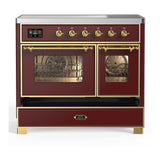 ILVE UMDIB40NR3BUG Majestic III 40 inch Induction Range with 6 Elements, 3.82 cu. ft. Total Oven Capacity (Triple Glass Door, Burgundy, Brass)