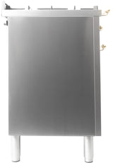 Nostalgie 48 Inch Dual Fuel Natural Gas Freestanding Range in Stainless Steel with Brass Trim