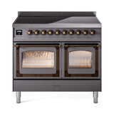 ILVE UNDI406NMPMGB Nostalgie II Noblesse 40 inch Induction Range (Triple Glass Door, Graphite Matte, Burnished)