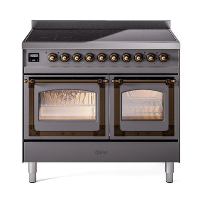 ILVE UNDI406NMPMGB Nostalgie II Noblesse 40 inch Induction Range (Triple Glass Door, Graphite Matte, Burnished)