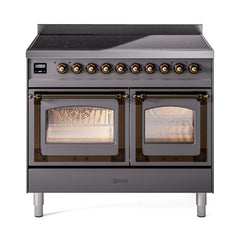 ILVE UNDI406NMPMGB Nostalgie II Noblesse 40 inch Induction Range (Triple Glass Door, Graphite Matte, Burnished)