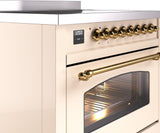 Nostalgie II 36 Inch Electric Freestanding Range in Antique White with Brass Trim