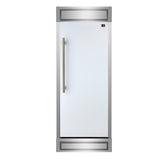 Forno Maderno 28-Inch Built-In Convertible Refrigerator in White with Antique Brass Handle, 13.6 cu.ft. Right Swing with Decorative Grill - 32-Inch Wide
