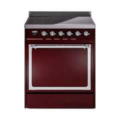 ILVE UNI304QNMPBUC Nostalgie II Noblesse 30 inch Induction Range (Solid Door, Burgundy, Chrome)