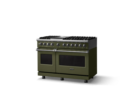48"W. Dual Fuel Range (Burner: 6g, Finish: Martini, Trim: Polished Chrome, Fuel: Natural Gas)