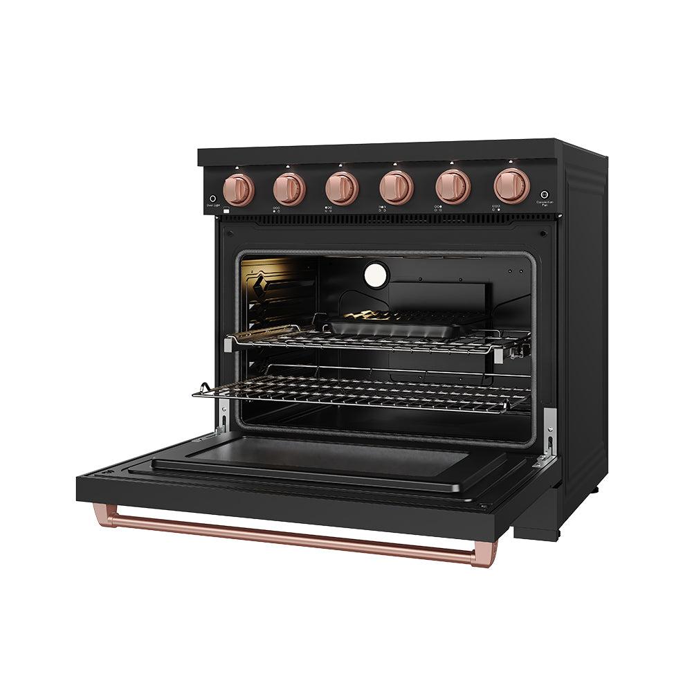 36 Inch Professional Electric Range In Black/rose Gold  Gordon Ramsay Series