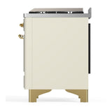 ILVE UM60FQNR3AWG Majestic III 60 inch Dual Fuel Range with 9 Burners and Griddle, Dual Function Burner up to 25,000 BTU (Natural Gas, Solid Door, Antique White, Brass)