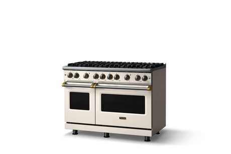 48"W. Sealed Burner Gas Range (Burner: 8b, Finish: Pure White, Trim: Brushed Brass, Fuel: Natural Gas)