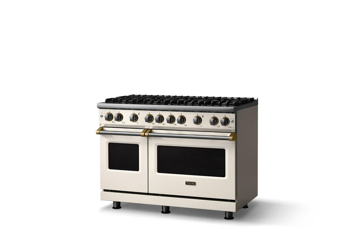 48"W. Sealed Burner Gas Range (Burner: 8b, Finish: Pure White, Trim: Polished Chrome, Fuel: Propane)