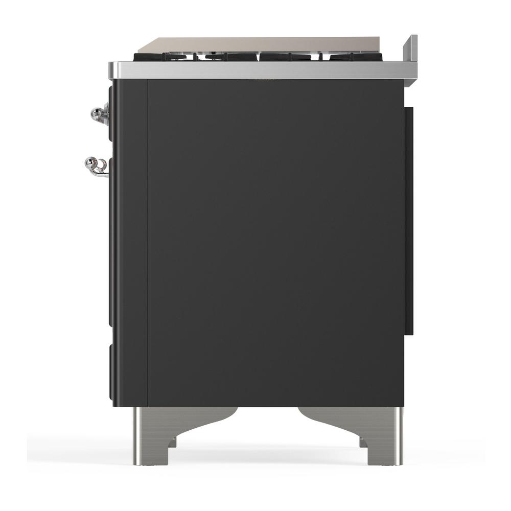ILVE UM60FNR3MGCLP Majestic III 60 inch Dual Fuel Range with 9 Burners and Griddle, Dual Function Burner up to 25,000 BTU (Liquid Propane, Triple Glass Door, Graphite Matte, Chrome)