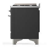 ILVE UM60FNR3MGCLP Majestic III 60 inch Dual Fuel Range with 9 Burners and Griddle, Dual Function Burner up to 25,000 BTU (Liquid Propane, Triple Glass Door, Graphite Matte, Chrome)