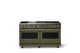 60"W. Sealed Burner Gas Range (Finish: Martini, Trim: Brushed Brass, Fuel: Propane)