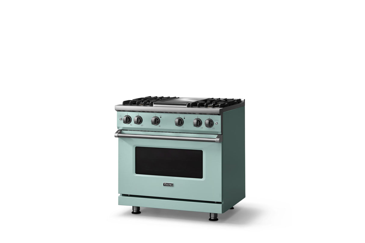 36"W. Sealed Burner Gas Range (Burner: 4g, Finish: Splash, Trim: Polished Chrome, Fuel: Natural Gas)