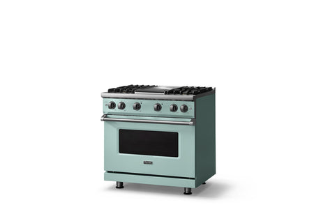36"W. Sealed Burner Gas Range (Burner: 4g, Finish: Splash, Trim: Polished Chrome, Fuel: Natural Gas)