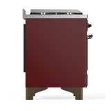 ILVE UM48FQNR3BUB Majestic III 48 inch Dual Fuel Range with 8 Burners and Griddle, Dual Function Burner up to 25,000 BTU (Natural Gas, Solid Door, Burgundy, Burnished)