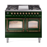 ILVE UND40FNMPEGB Nostalgie II Noblesse 40 inch Dual Fuel Range (Natural Gas, Triple Glass Door, Emerald Green, Burnished)