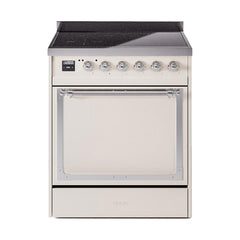 ILVE UNI304QNMPAWC Nostalgie II Noblesse 30 inch Induction Range (Solid Door, Antique White, Chrome)