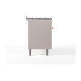 ILVE UN60FQNMPAWP Nostalgie II Noblesse 60 inch Dual Fuel Range (9 Sealed Burners + Griddle, Natural Gas, Solid Door, Antique White, Copper)