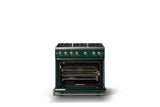 36"W. Sealed Burner Gas Range (Burner: 6b, Finish: Ivy, Trim: Polished Chrome, Fuel: Propane)