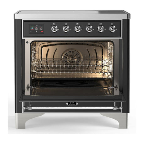 ILVE UMIB36QNR3MGC Majestic III 36 inch Induction Range with 6 Elements, 3.5 cu. ft. Total Oven Capacity (Solid Door, Graphite Matte, Chrome)