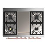 ILVE UMD40FQNR3WHP Majestic III 40 inch Dual Fuel Range with 6 Burners and Griddle, Dual Function Burner up to 25,000 BTU (Natural Gas, Solid Door, White, Copper)