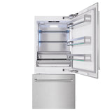 ZLINE 36 in. 19.8 cu. ft. Built-In Bottom Freezer Refrigerator with Water Dispenser and Ice Maker in DuraSnow' Stainless Steel (RBIT-SN-36)