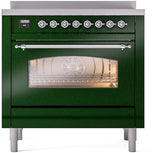 Nostalgie II 36 Inch Electric Freestanding Range in Emerald Green with Chrome Trim