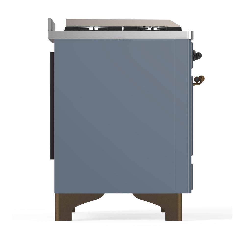 ILVE UM36FNR3BGBLP Majestic III 36 inch Dual Fuel Range with 6 Black Brass Burners and Griddle, Dual Function Burner up to 25,000 BTU (Triple Glass Door, Blue Grey, Burnished, Liquid Propane)
