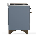 ILVE UM36FNR3BGBLP Majestic III 36 inch Dual Fuel Range with 6 Black Brass Burners and Griddle, Dual Function Burner up to 25,000 BTU (Triple Glass Door, Blue Grey, Burnished, Liquid Propane)