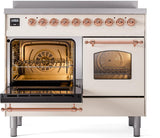 Nostalgie II 40 Inch Electric Freestanding Range in Antique White with Copper Trim