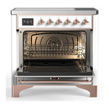 ILVE UMIB36NR3WHP Majestic III 36 inch Induction Range with 6 Elements, 3.5 cu. ft. Total Oven Capacity (Triple Glass Door, White, Copper)