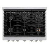 ZLINE 36 in. 5.2 cu. ft. 6 Burner Gas Range with Convection Gas Oven in DuraSnow' Stainless Steel with White Matte Door (SGRS-WM-36)