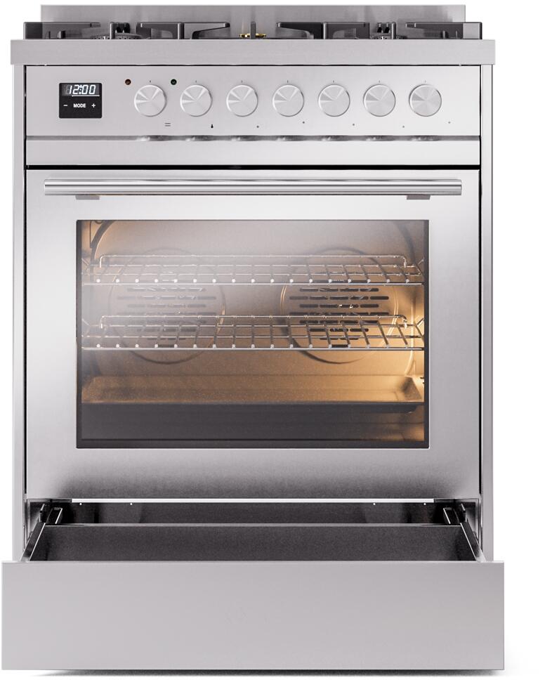 Professional Plus II 30 Inch Dual Fuel Liquid Propane Freestanding Range in Stainless Steel with Trim
