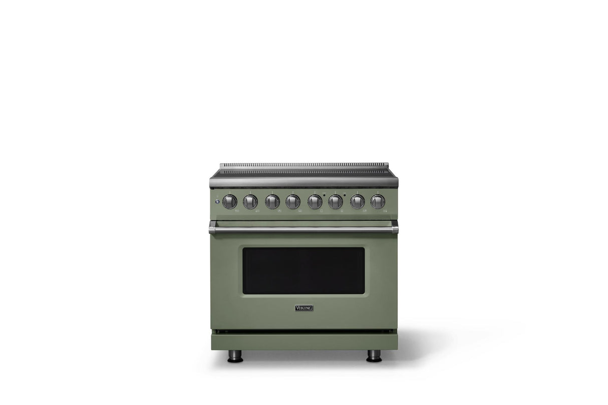 36"W. Induction Range (Finish: Eucalyptus, Trim: Polished Chrome)