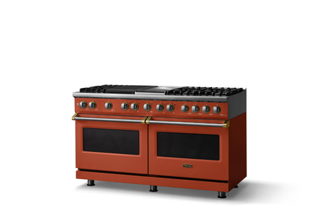 60"W.Dual Fuel Range (Finish: Spiced Cider, Trim: Brushed Brass, Fuel: Natural Gas)