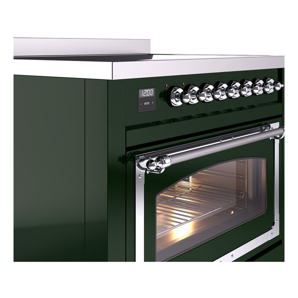 ILVE UNI366NMPEGC Nostalgie II Noblesse 36 inch Induction Range (Triple Glass Door, Emerald Green, Chrome)
