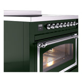 ILVE UNI366NMPEGC Nostalgie II Noblesse 36 inch Induction Range (Triple Glass Door, Emerald Green, Chrome)