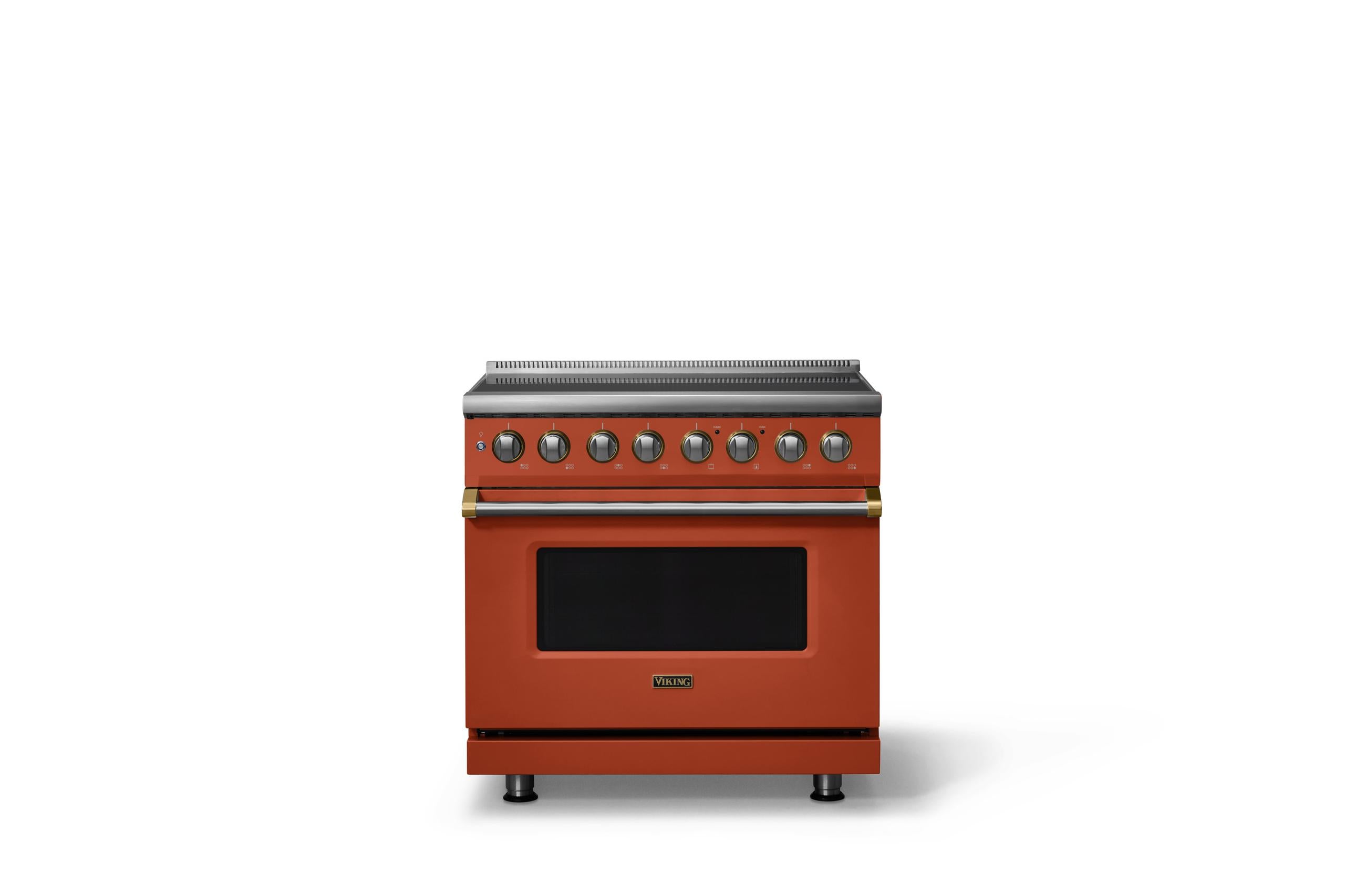 36"W. Induction Range (Finish: Spiced Cider, Trim: Brushed Brass)