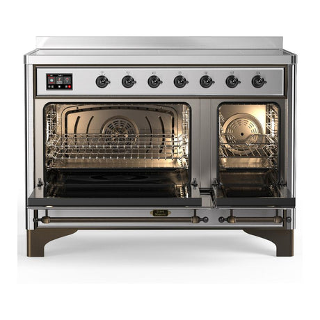ILVE UMIB48QNR3SSB Majestic III 48 inch Induction Range with 6 Elements, 5.02 cu. ft. Total Oven Capacity (Solid Door, Stainless Steel, Burnished)