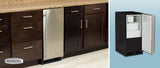 15" Crescent Ice Machine - Solid Black Door, Stainless Handle - Right Hinge