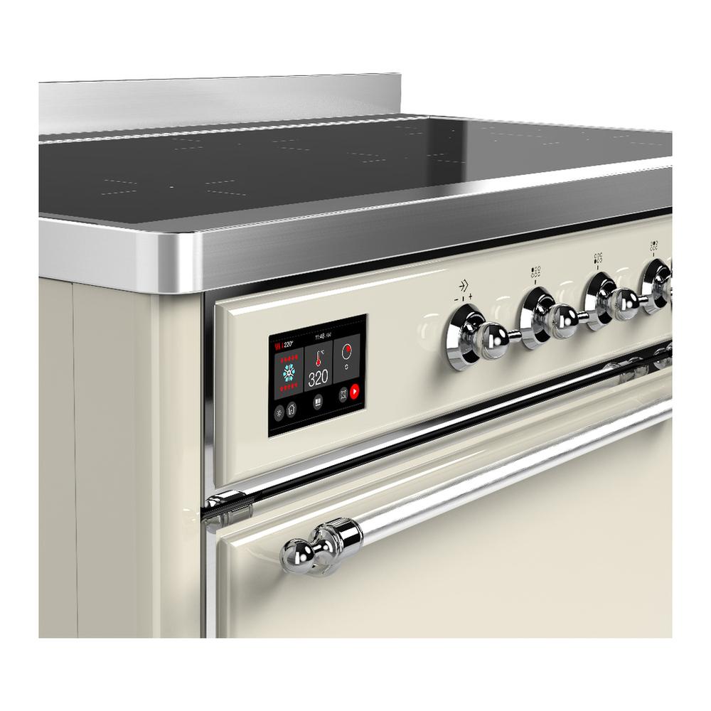 ILVE UMIB48QNR3AWC Majestic III 48 inch Induction Range with 6 Elements, 5.02 cu. ft. Total Oven Capacity (Solid Door, Antique White, Chrome)