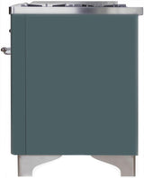 Majestic II 36 Inch Dual Fuel Natural Gas Freestanding Range in Blue Grey with Chrome Trim