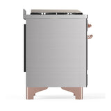 ILVE UM48FSNR3SSP Majestic III 48 inch Dual Fuel Range with 5 Black Brass Burners, Griddle and French Top, Dual Function Burner up to 25,000 BTU (Natural Gas, Triple Glass Door, Stainless Steel, Copper)